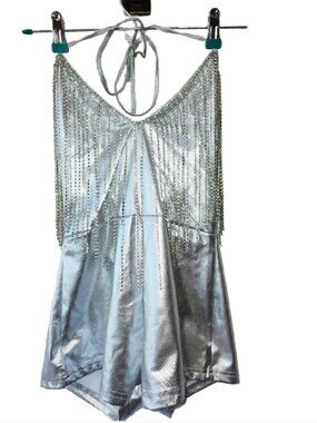 Silver metallic dolls kills club exx bodysuit   Size xs   metallic silver, doll